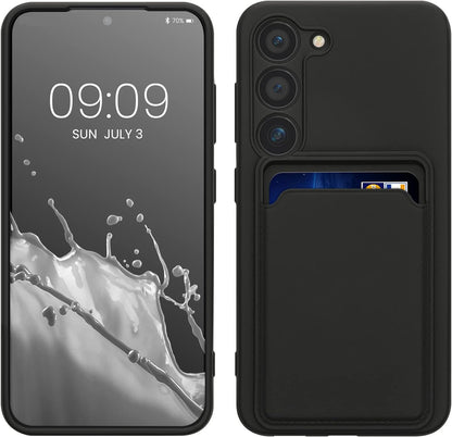 Samsung Galaxy S24 Plus Hoesje - Zwart - Siliconen Back Cover met Pasjeshouder
