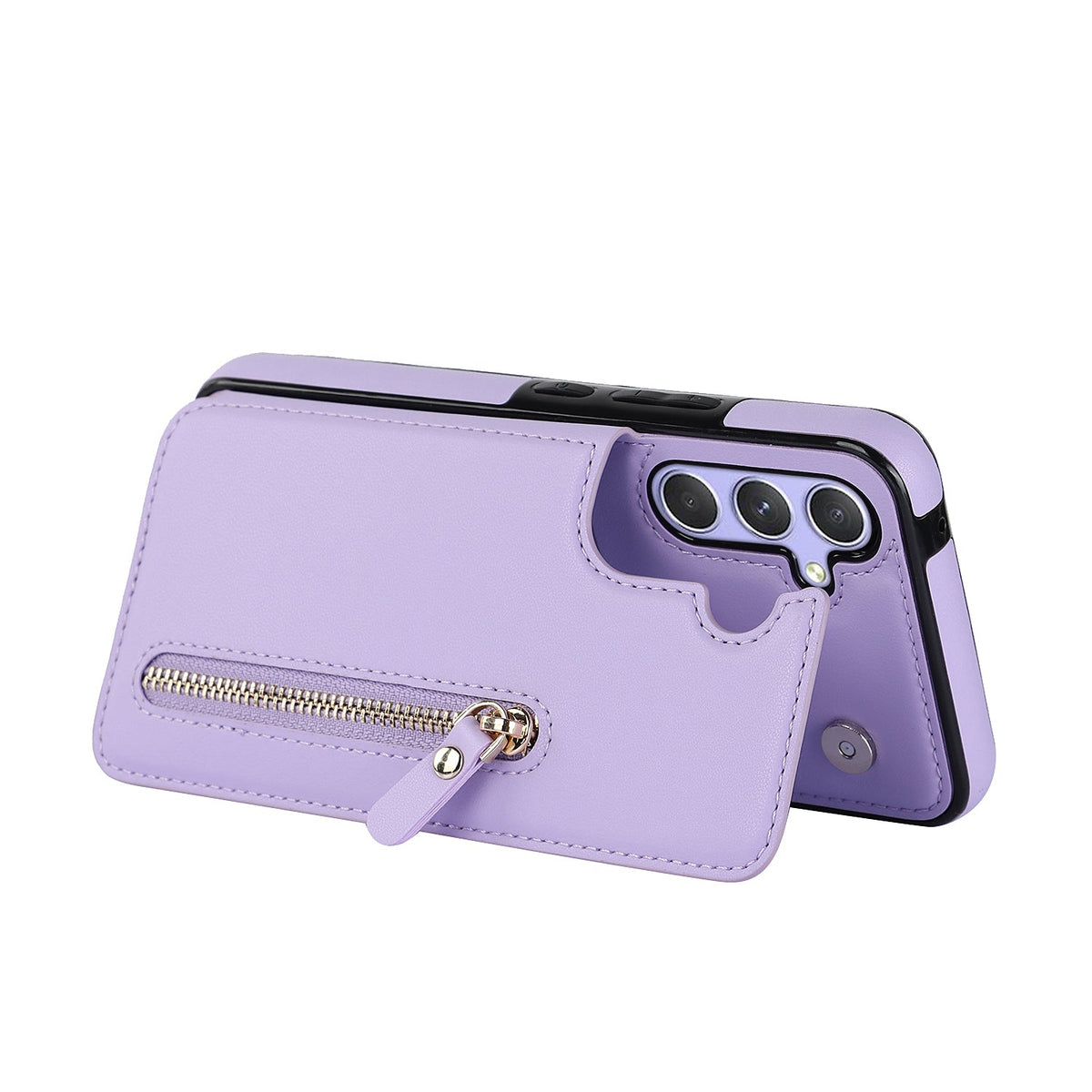 Samsung Galaxy A15 Hoesje - Paars - Luxe Back Cover met Telefoonkoord en Rits