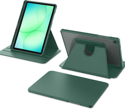 Samsung Galaxy Tab A11 Plus/A9 Plus Tablet Case - Dark Green - 360° Rotating Tablet Cover with Clear Back