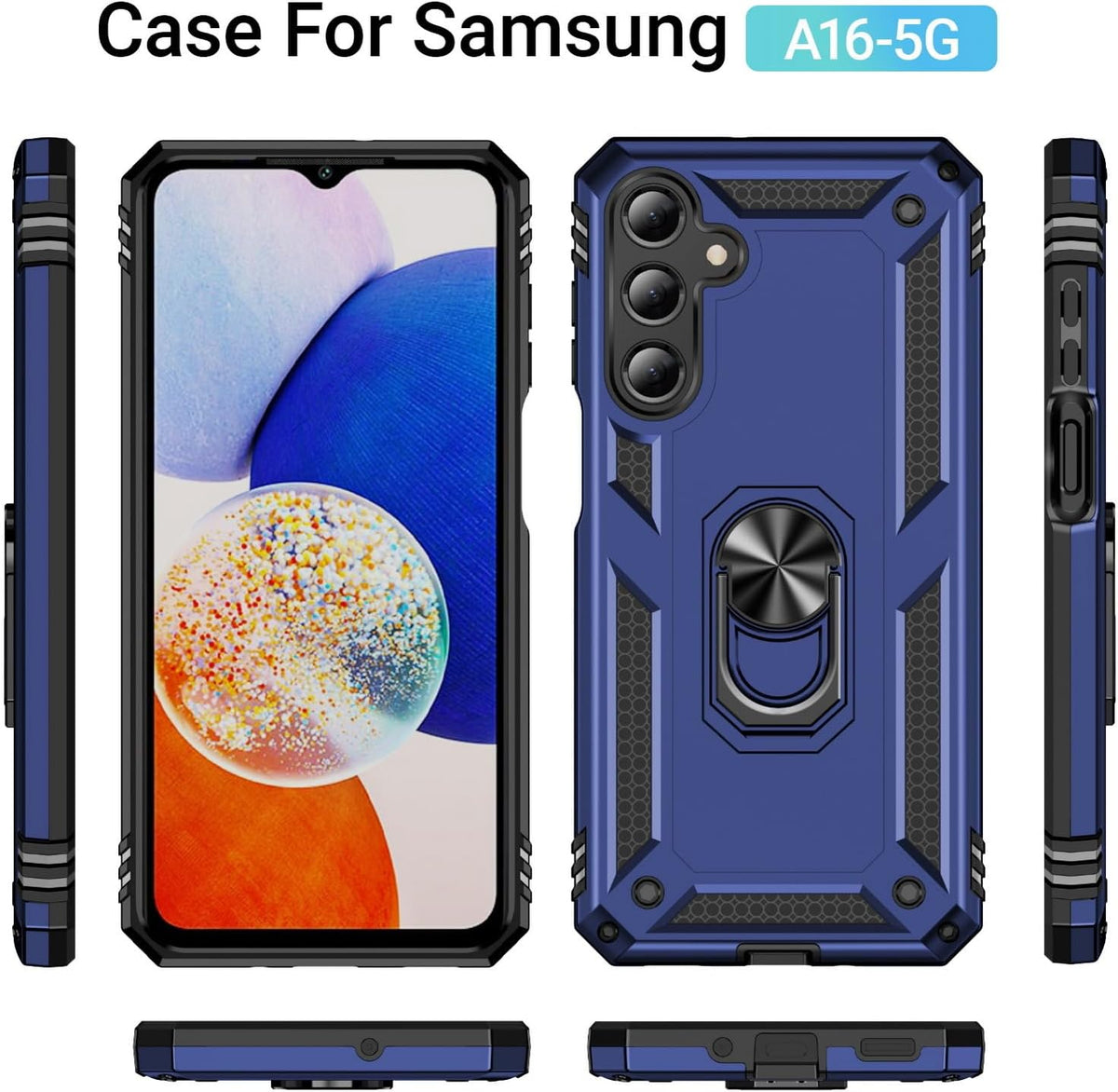 Samsung Galaxy A36 Hoesje - Blauw - Armor Kickstand Back Cover