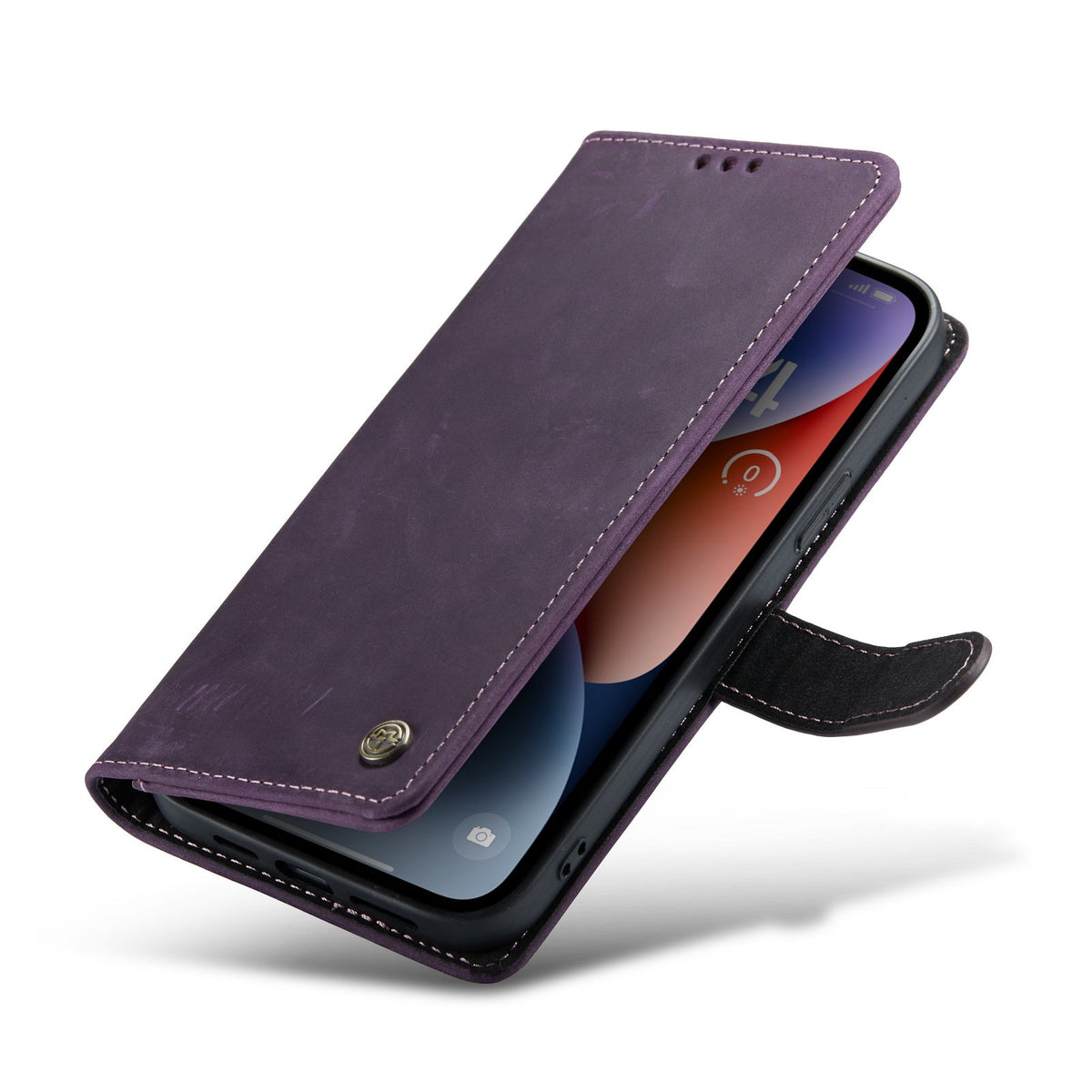 Apple iPhone 15 Plus Hoesje - Paars - Echt Leren Bookcase