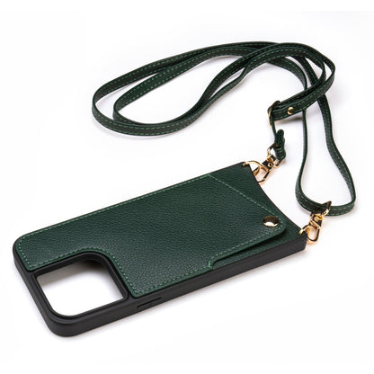 Apple iPhone 15 Pro Max Hoesje - Groen - Back Cover met Pols Bandje en Telefoonkoord