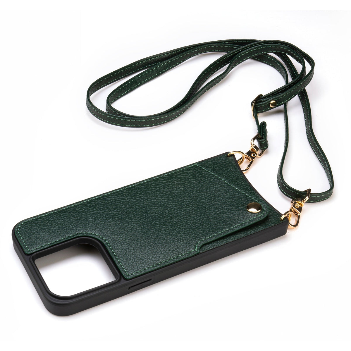Apple iPhone 15 Pro Hülle - Grün - Backcover mit Handschlaufe und Handykette