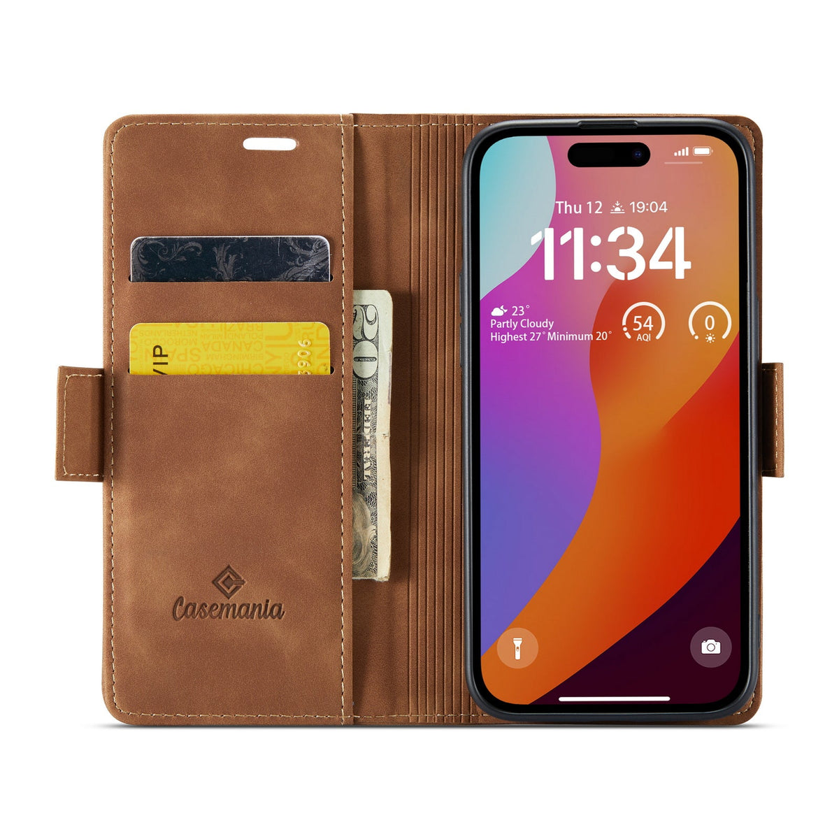 iPhone 15 Pro Hoesje - Sienna Brown - MagSafe Bookcase