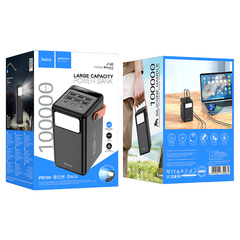 Hoco Powerbank 100.000mAh met Handvat - Zwart