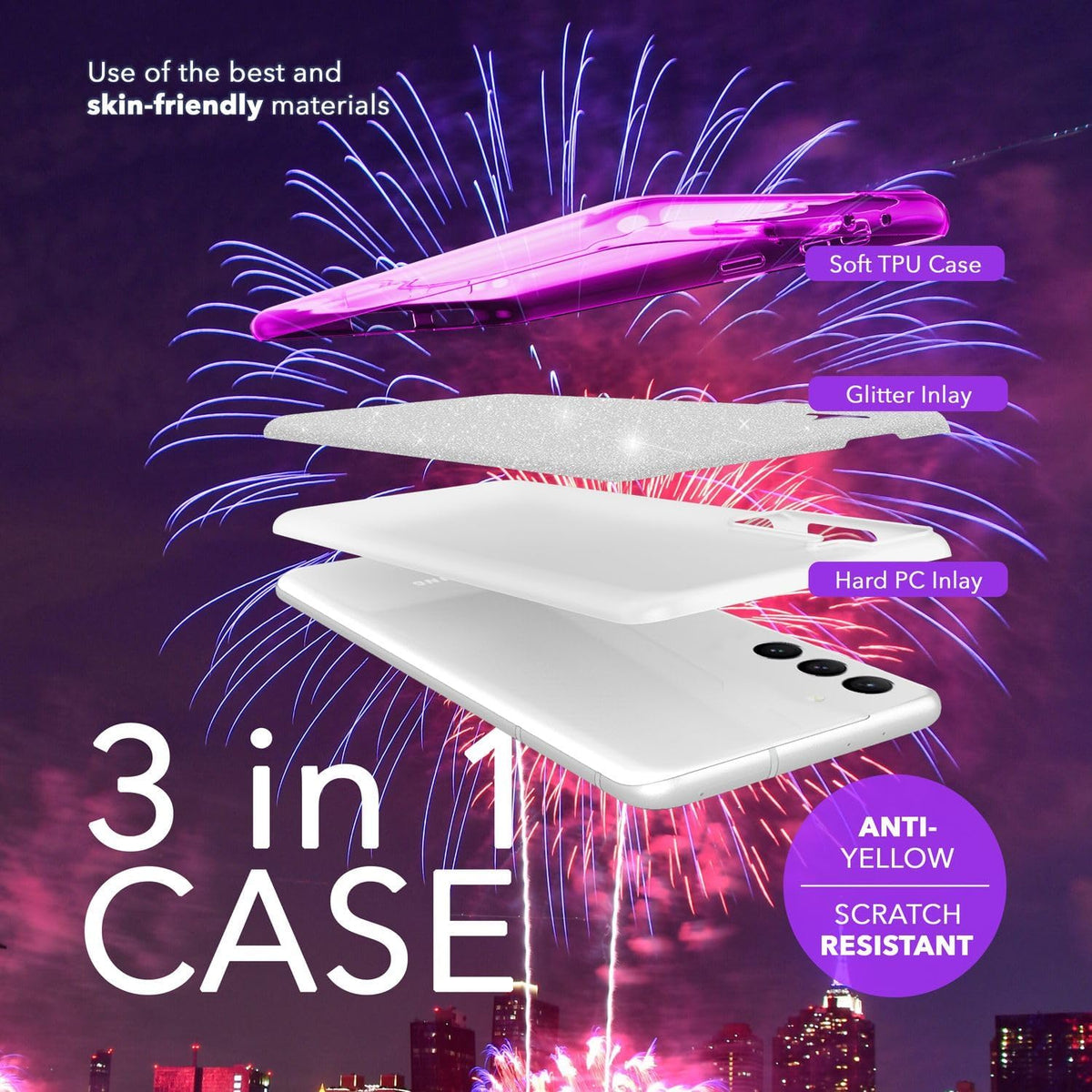 Samsung Galaxy A36 Hülle - Lila - Glitzer Backcover