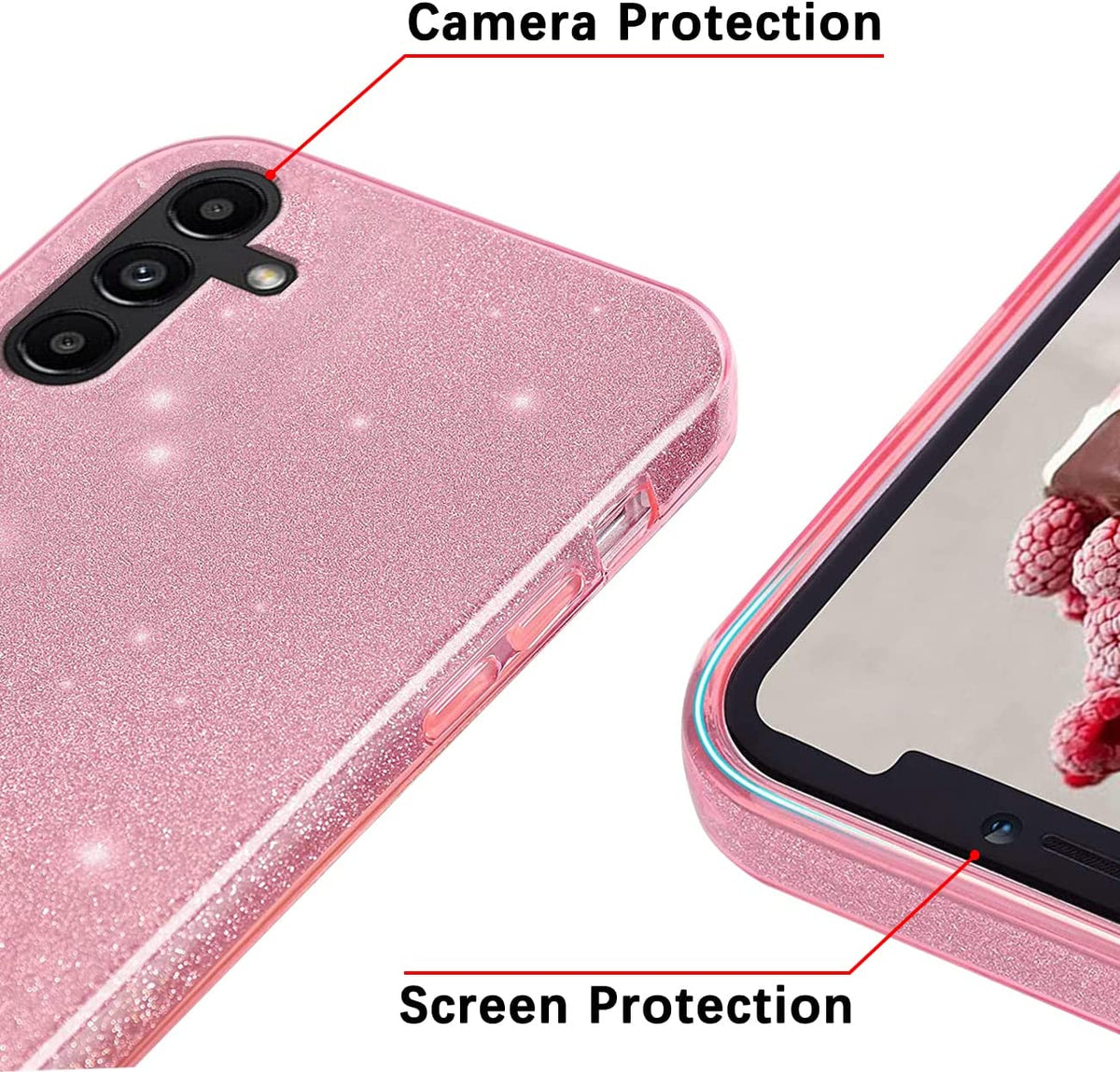Samsung Galaxy A25 Hoesje - Roze - Glitter Back Cover