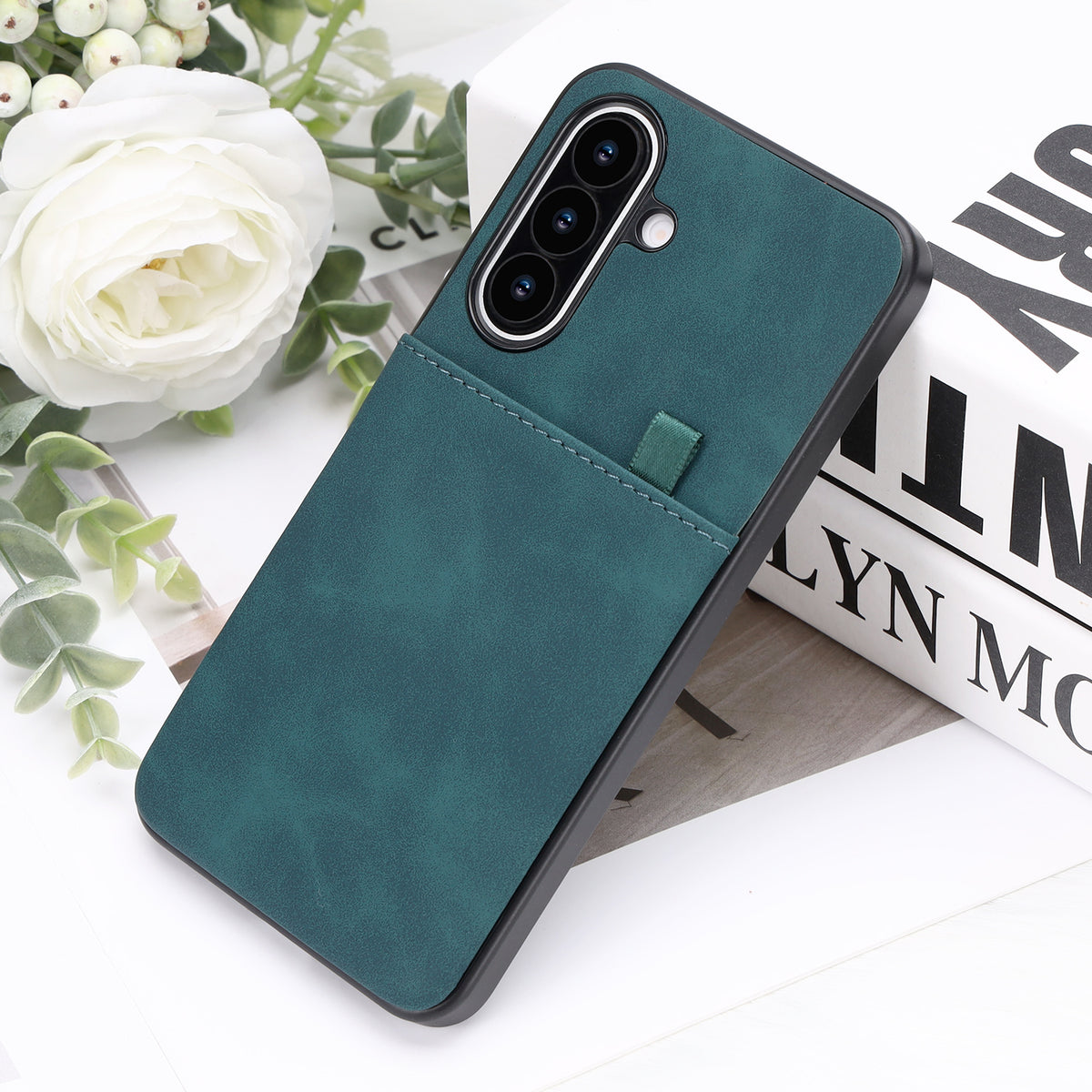 Samsung Galaxy A27 Hoesje - Emerald Green - Kunstleren Back Cover met Pull-Tab Pasjeshouder