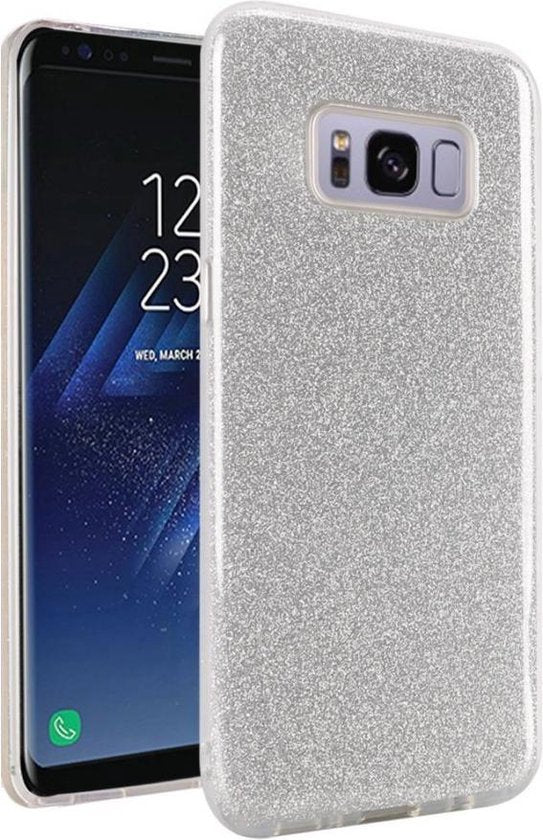 Samsung Galaxy S8 Hoesje - Zilver - Glitter Back Cover