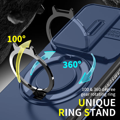 Samsung Galaxy Z Fold 7 Hoesje - Donker Blauw - Kickstand Ring Back Cover