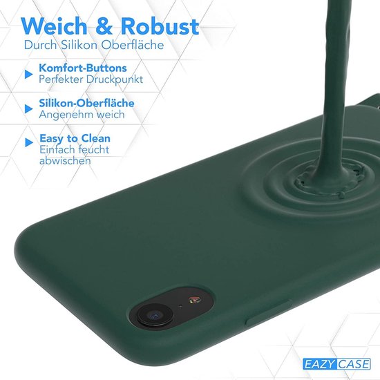 Apple iPhone XR Hoesje - Groen - Siliconen Back Cover met Telefoonkoord
