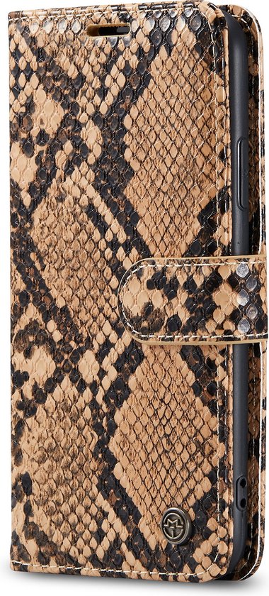iPhone X / XS Hoesje - Beige - Luxe Slangen Bookcase