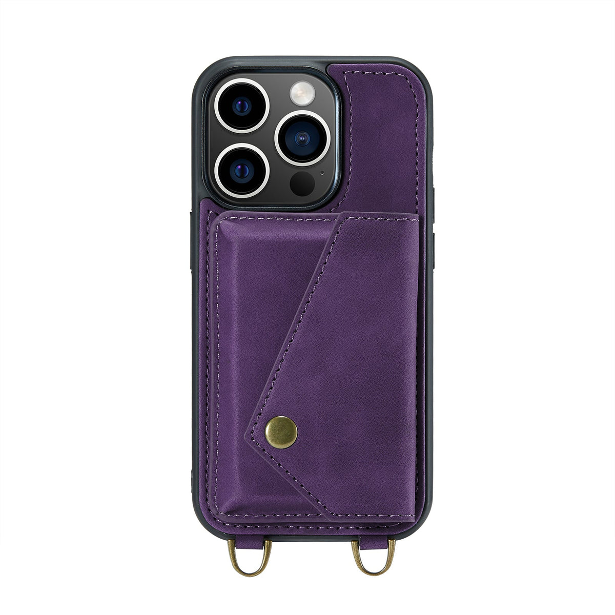 Apple iPhone 15 Pro Hoesje - Dark Purple - Luxe Back Cover met Telefoonkoord