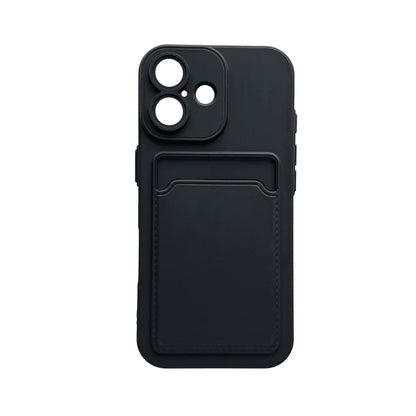iPhone 17 Hoesje - Zwart - Siliconen Back Cover met Pasjeshouder