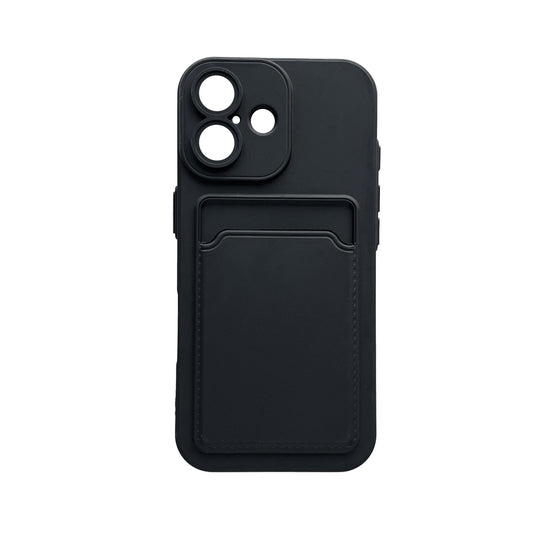 Apple iPhone 17 Hülle - Schwarz - Silikon Backcover mit Kartenfach