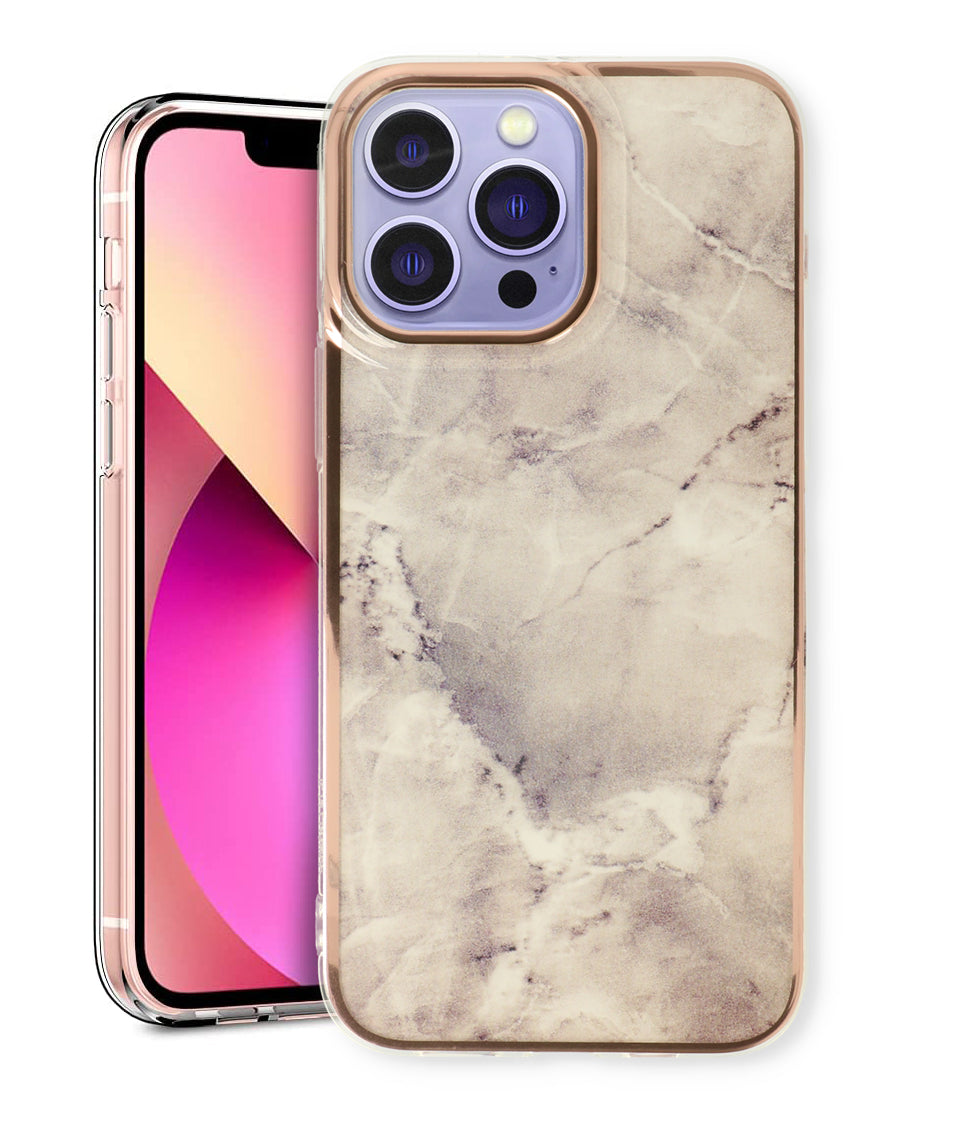 Apple iPhone 15 Pro Max Case - Stone - Silicone Marble Back Cover