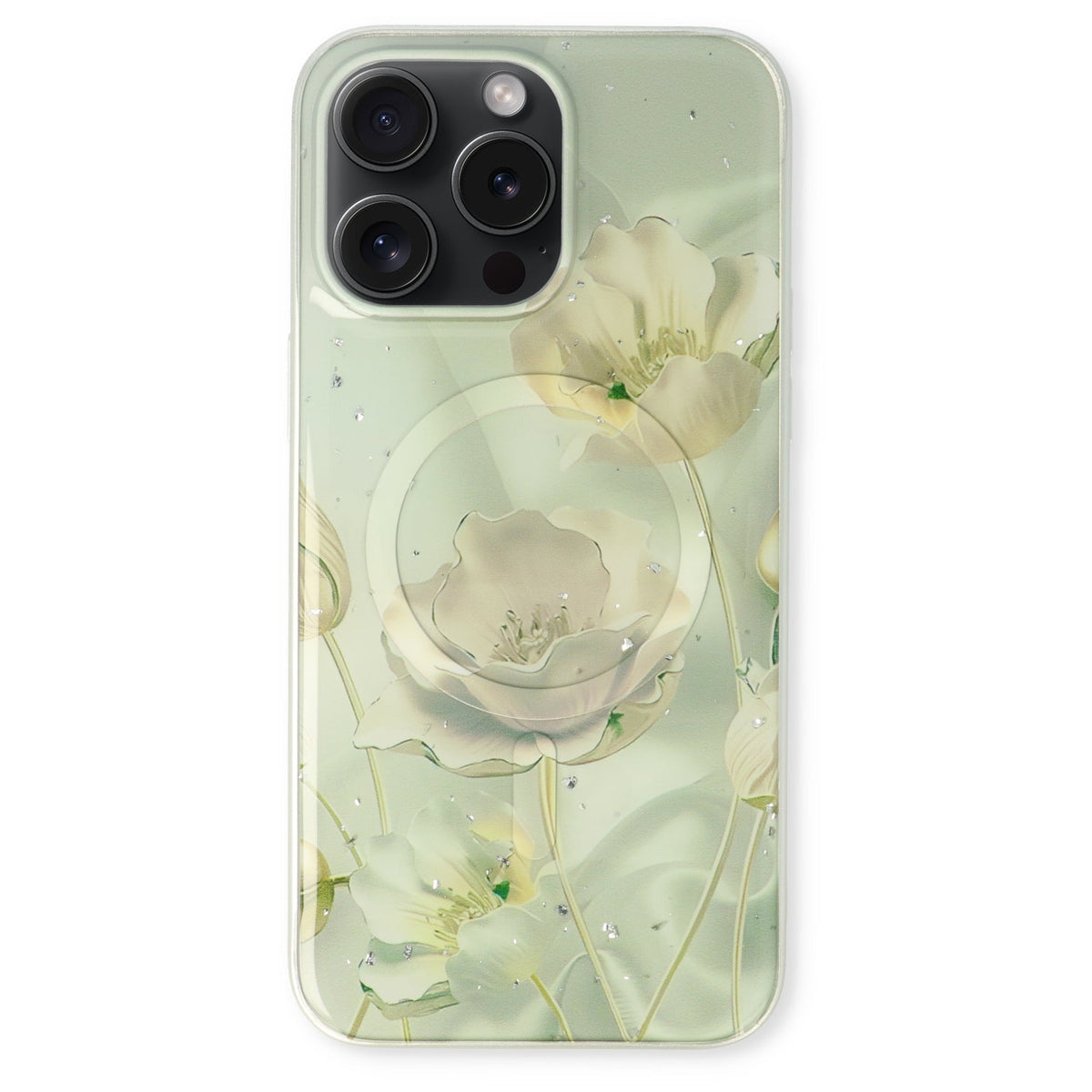 Apple iPhone 15 Pro Max Hoesje - Groen - Siliconen Marmer MagSafe Back Cover