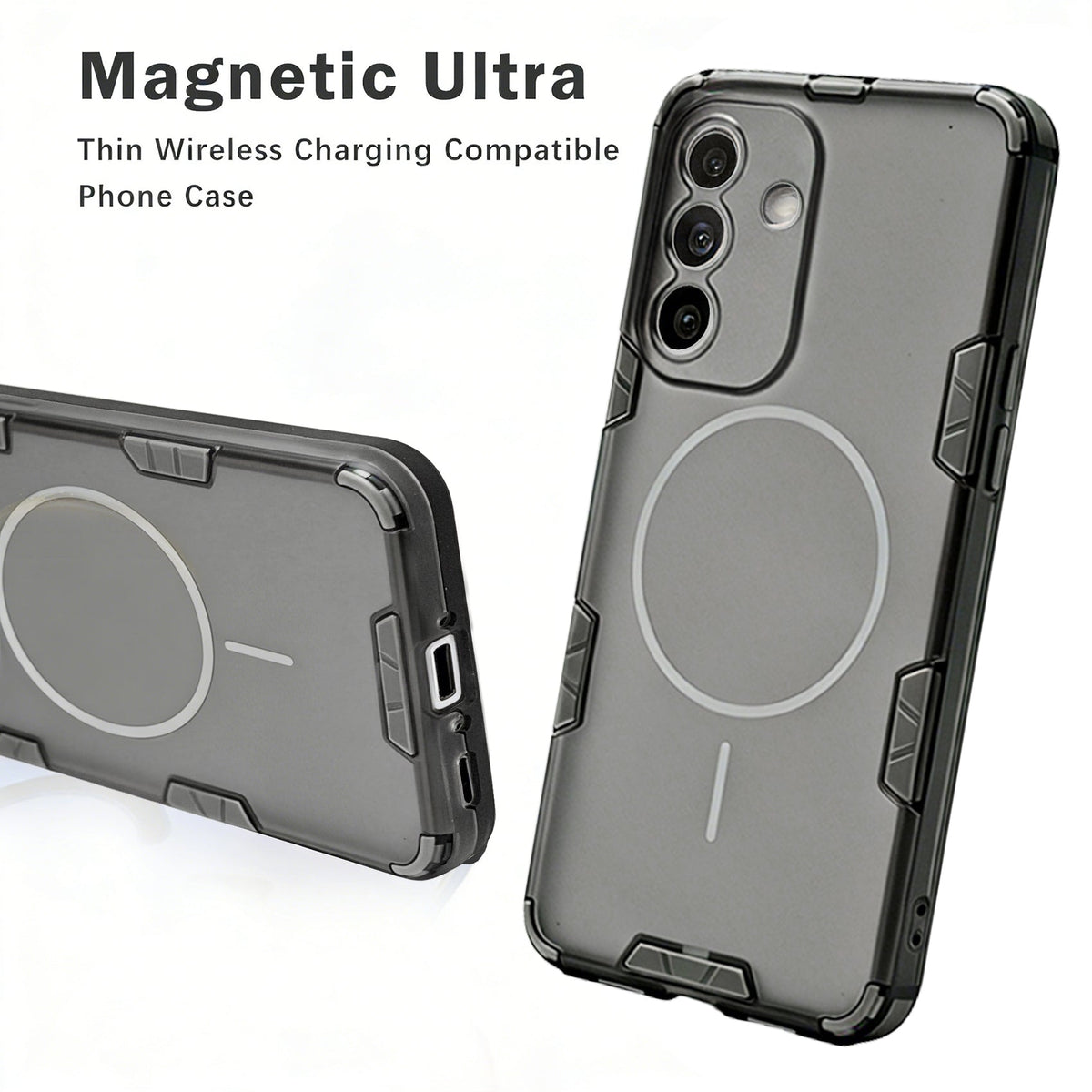 Coque Samsung Galaxy A57 - Transparent | Gris - Étui rigide mat dépoli avec couverture arrière MagSafe