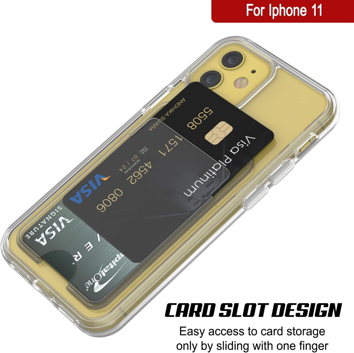 Apple iPhone 11 Hülle - Transparent - Silikon Kartenhalter Backcover