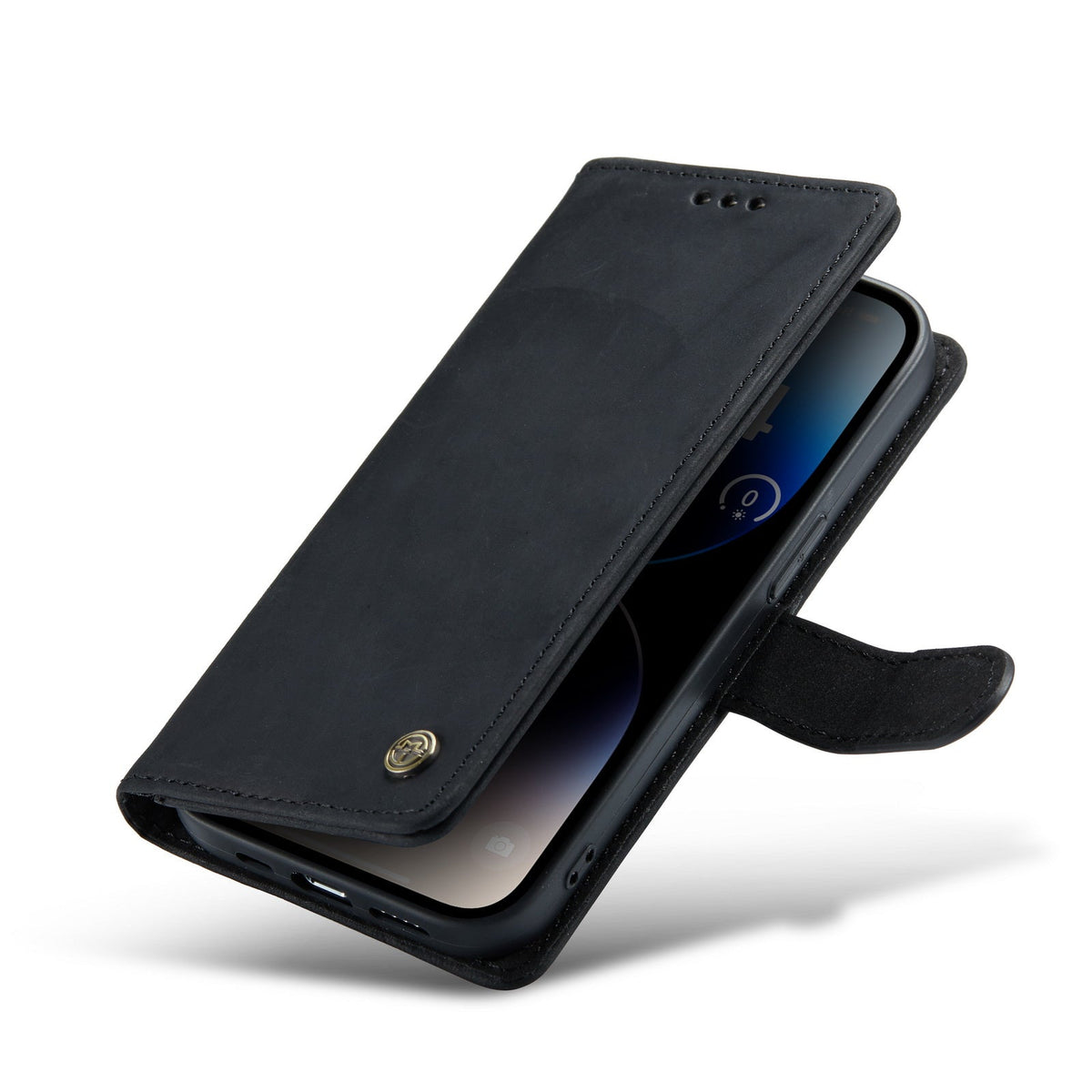 Apple iPhone 14 Pro Max Hoesje - Zwart - Echt Leren Bookcase