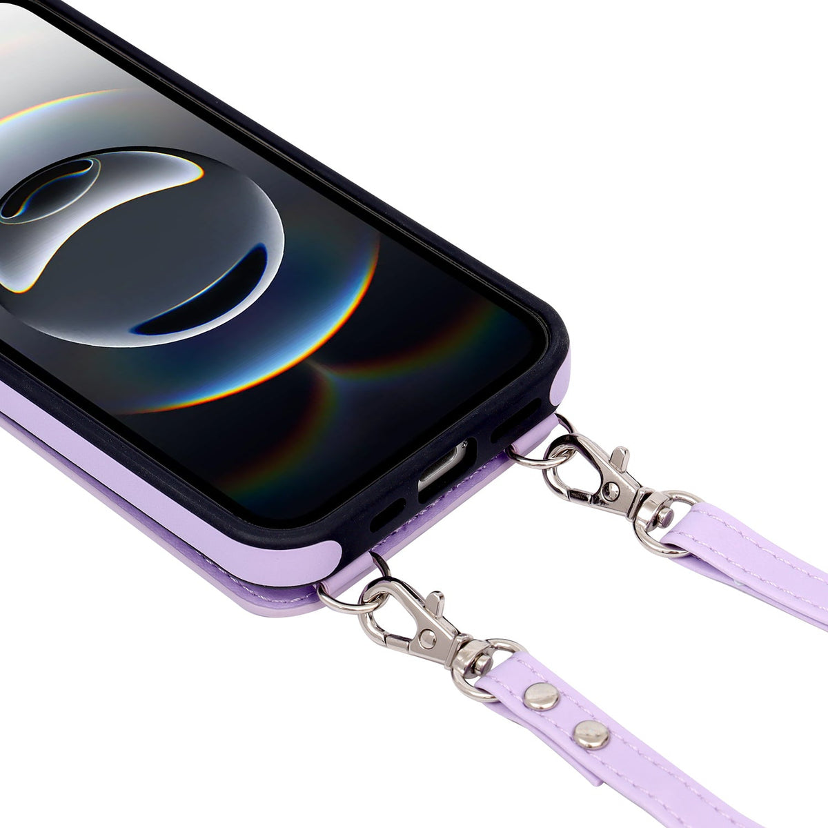 Apple iPhone 16e Case - Purple - Luxury Back Cover with Phone Strap and Zipper