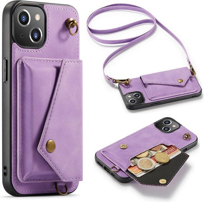 Apple iPhone 13 Case - Purple - Luxury Back Cover with Phone Strap