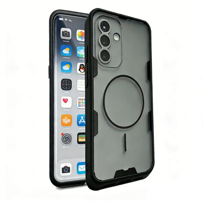 Samsung Galaxy A57 Hoesje - Transparant | Zwart - Frosted Matte Hardcase MagSafe Back Cover