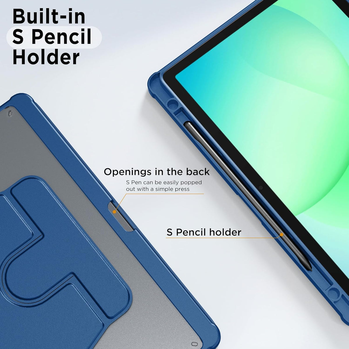 Samsung Galaxy Tab A11 Plus / A9 Plus Tablethoes - Donker Blauw - 360° Draaibaar Tablet Cover met Transparante Achterkant