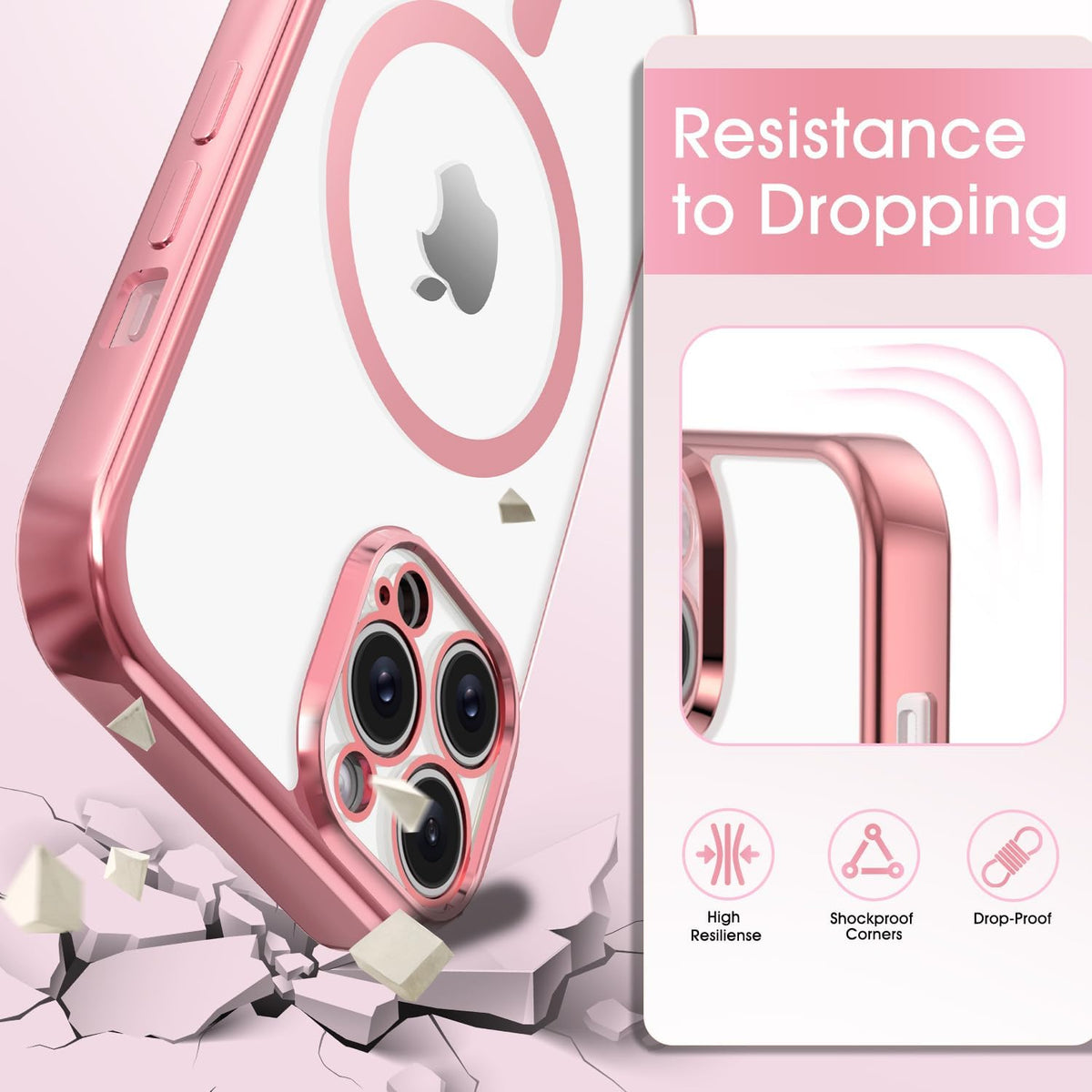 iPhone 15 Pro Max Hoesje - Roze - Siliconen MagSafe Back Cover met Telefoonkoord