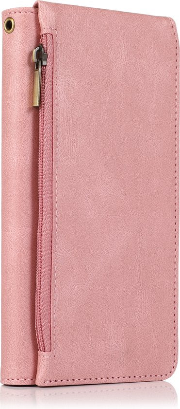 Oppo A96 Hoesje - Roze - Extra Stevige Luxe Bookcase met Rits en Vakken