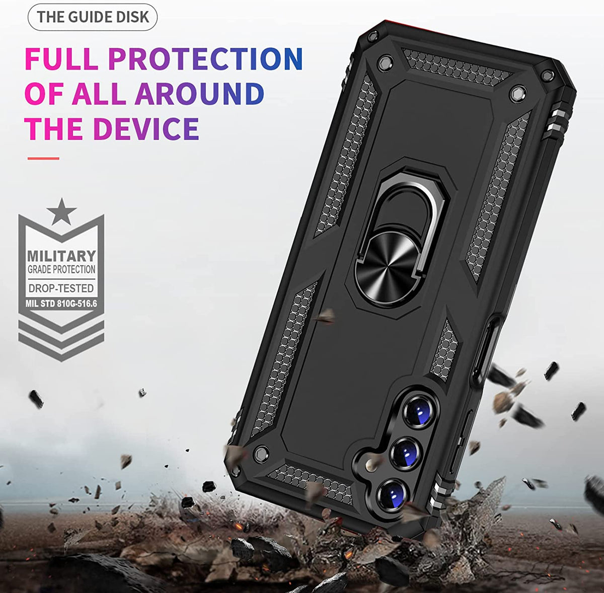 Samsung Galaxy A14 Hoesje - Zwart - Armor Kickstand Back Cover