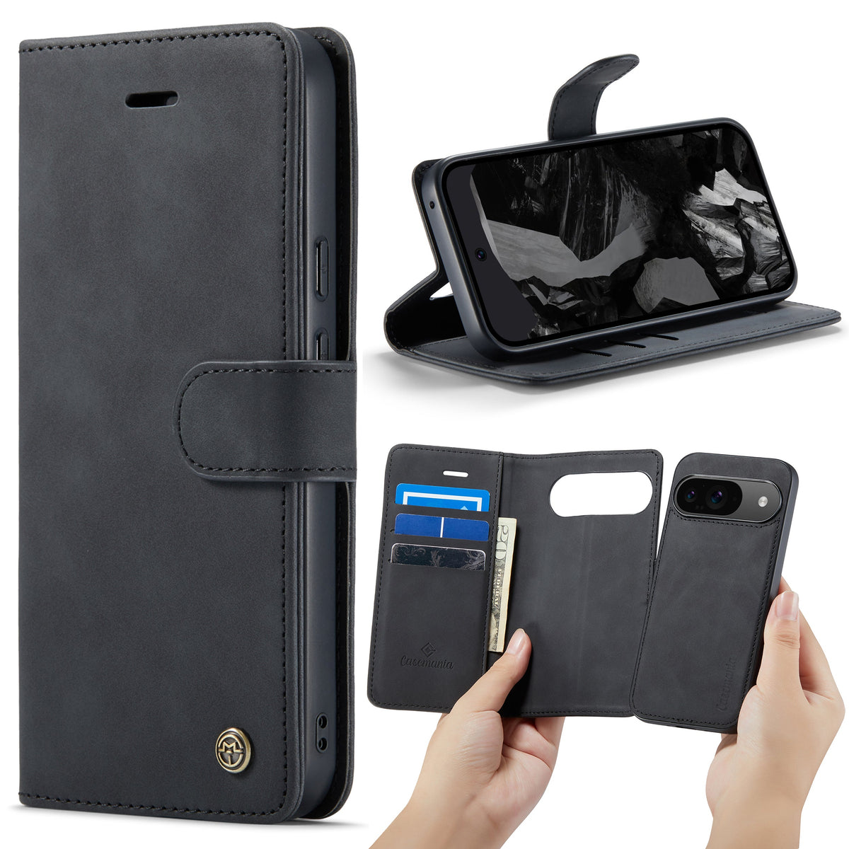 Google Pixel 9 Case - Charcoal Gray - 2-in-1 Wallet Case