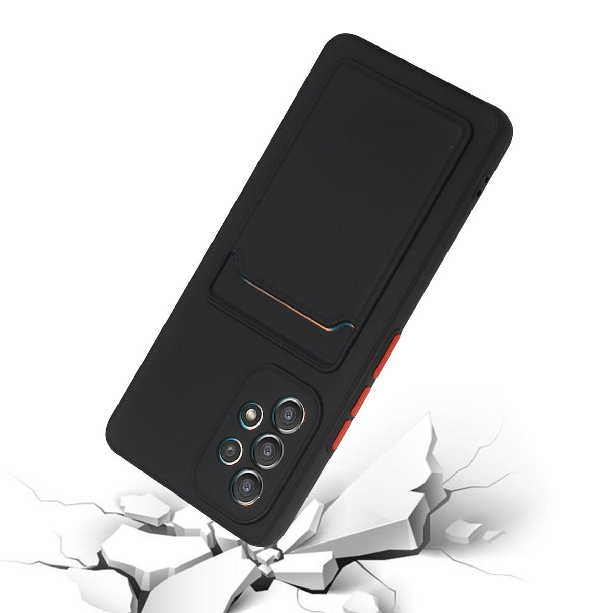Samsung Galaxy A53 Hoesje - Zwart - Siliconen Back Cover met Pasjeshouder