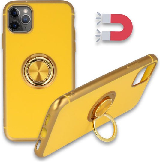 Apple iPhone 11 Pro Hülle - Gelb - Silikon-Ring-Ständer-Backcover