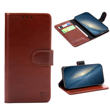 Samsung Galaxy S25 FE Hoesje - Chestnut Brown - Echt Leren Bookcase