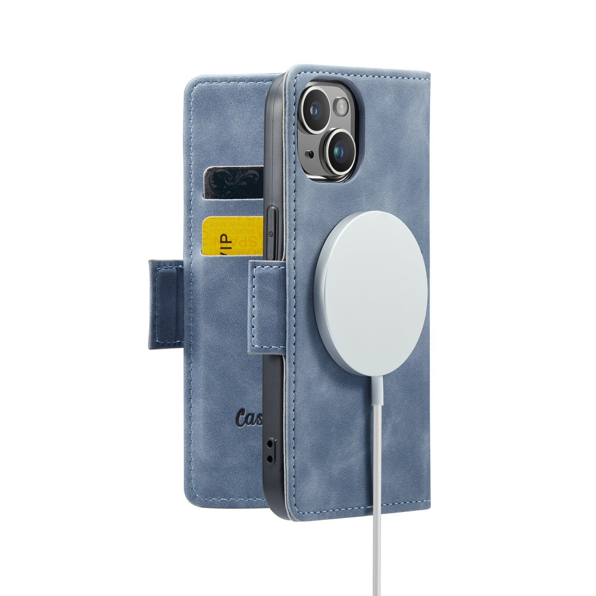Apple iPhone 15 Plus Hülle - Shadow Gray - Portemonnaie-MagSafe-Klapphülle mit Kartenfach