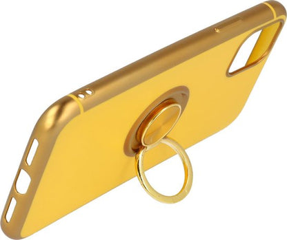 Apple iPhone 11 Pro Max Case - Yellow - Silicone Ring Kickstand Back Cover