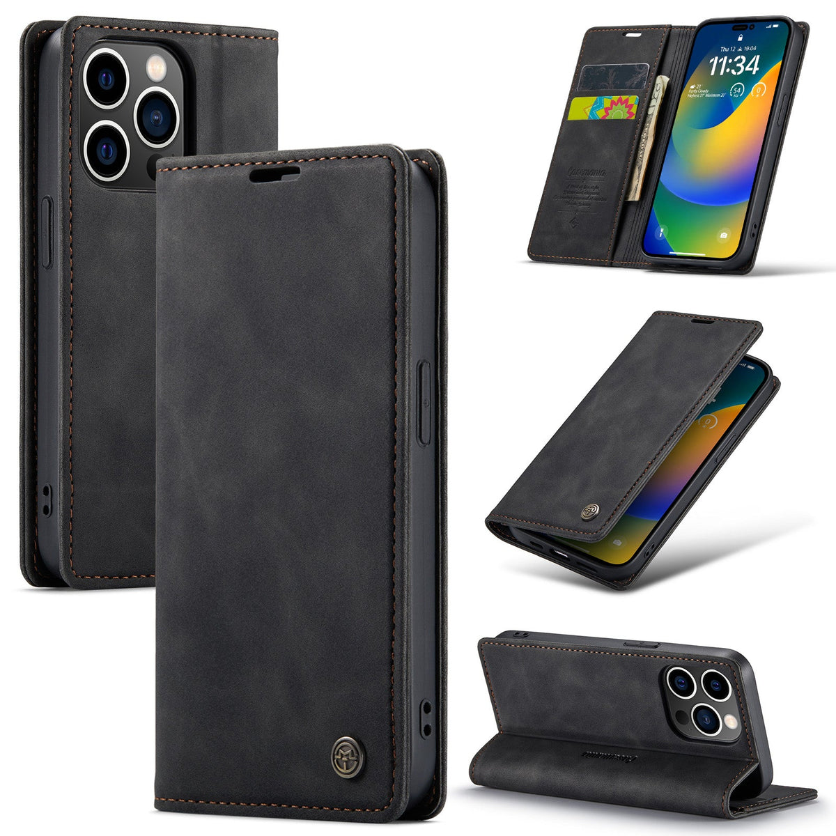 Apple iPhone 15 Pro Max Hoesje - Charcoal Gray - Dunne Bookcase