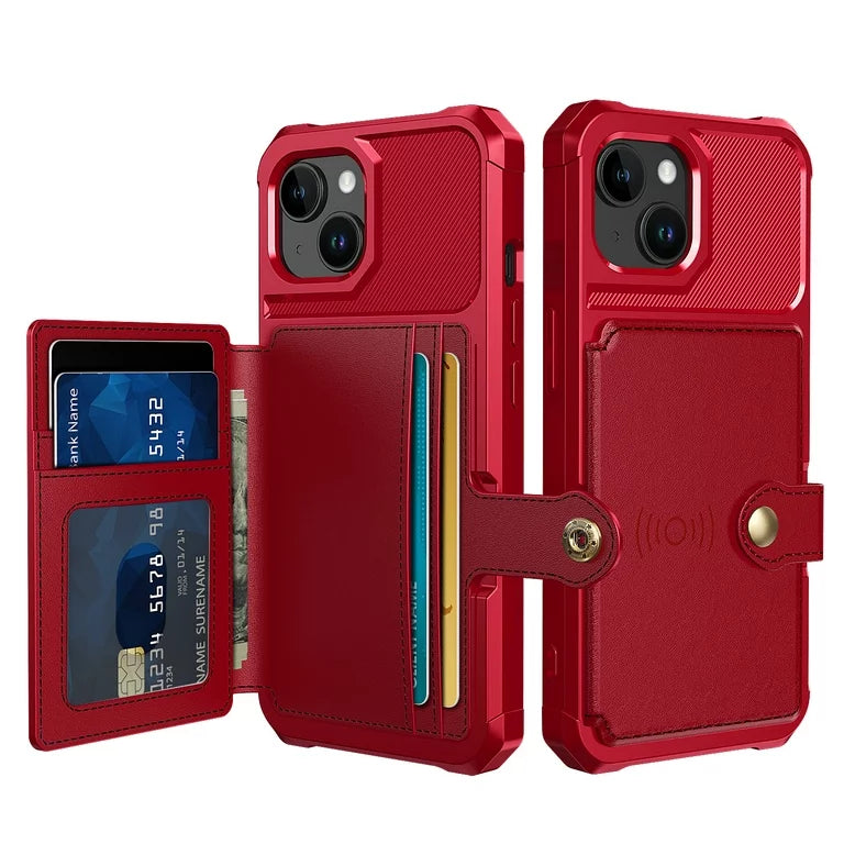 Apple iPhone 15 Plus Case - Red - Back Cover with Card Holder