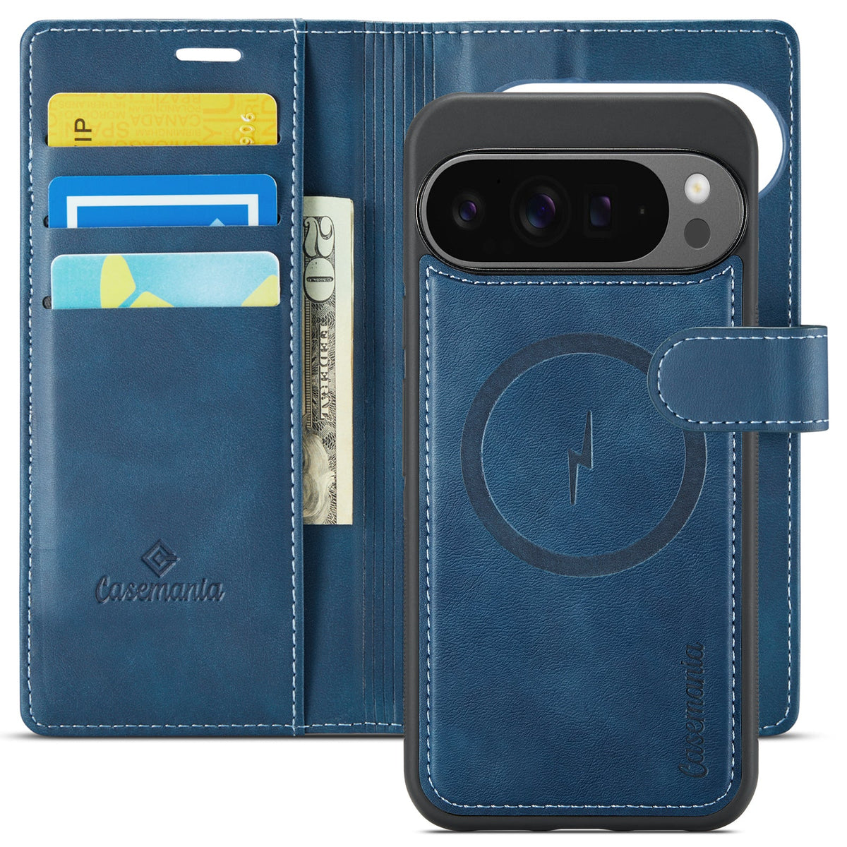 Google Pixel 10 Pro XL Hoesje - Navy Blue - Luxe 2 in 1 MagSafe Bookcase