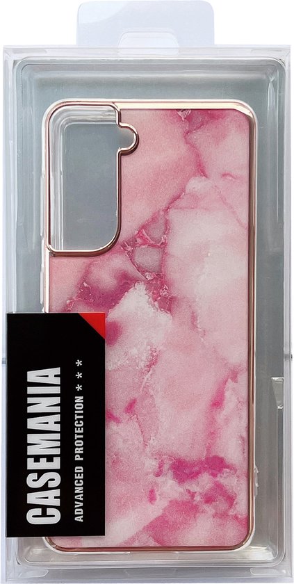 Samsung Galaxy S23 Plus Hoesje - Roze - Siliconen Marmer Back Cover