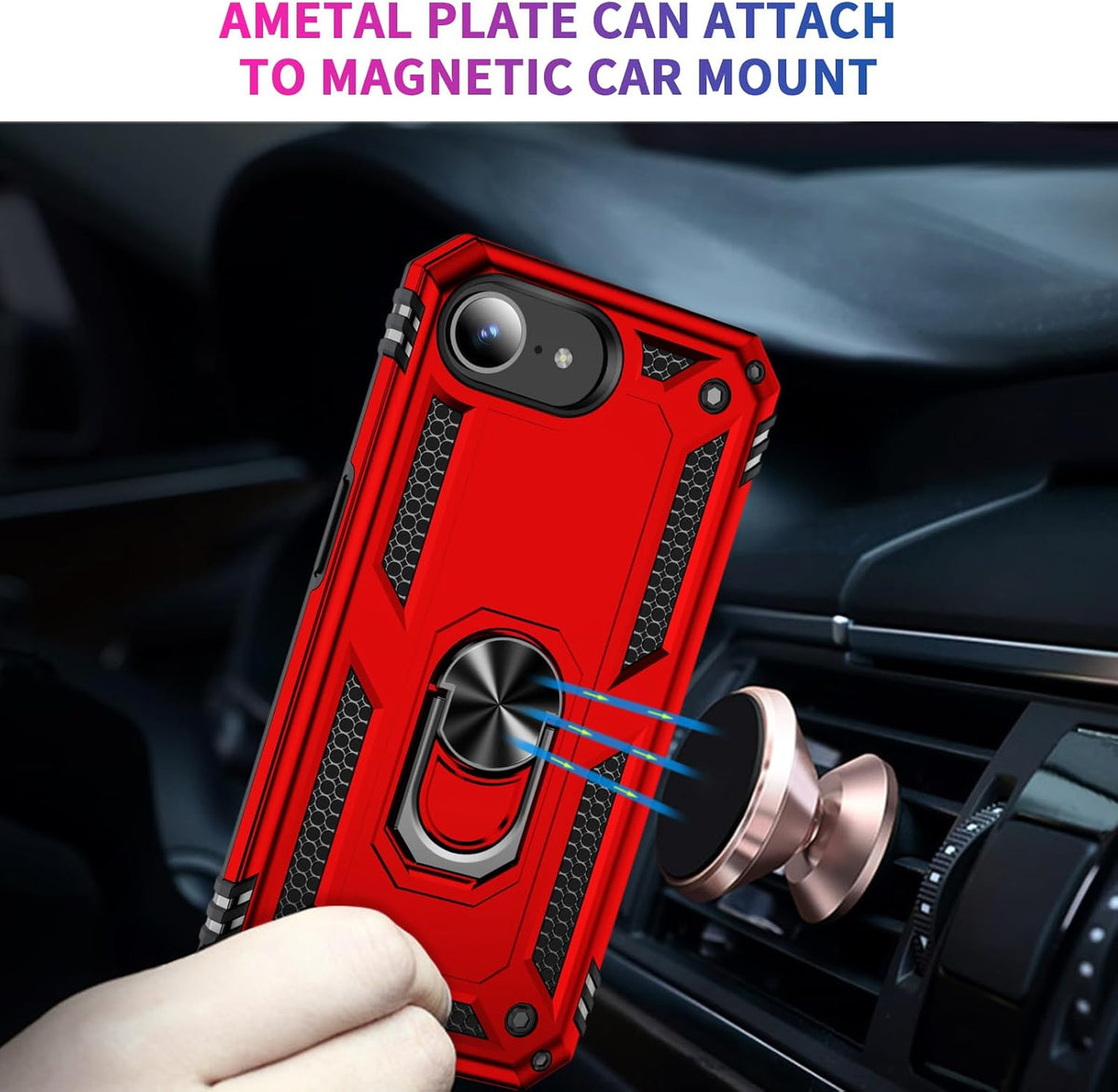iPhone 16e Hoesje - Rood - Armor Kickstand Back Cover