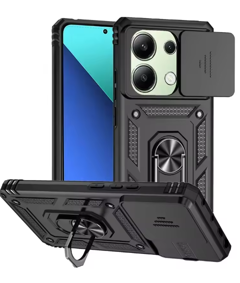 Xiaomi Redmi 15C Hoesje - Matte Black - Armor Kickstand Camera Back Cover