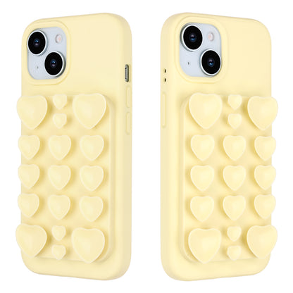 Apple iPhone 13 Hoesje - Geel - Siliconen Back Cover met Afneembare Hartjes Zuignappen