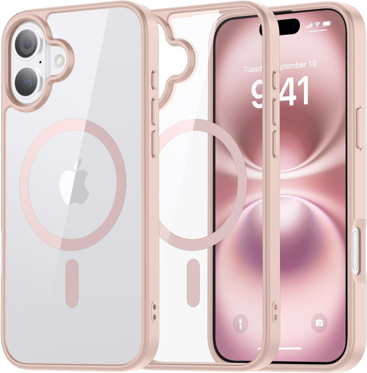 iPhone 16 Hoesje - Roze - Bumper MagSafe - Pink Back Cover