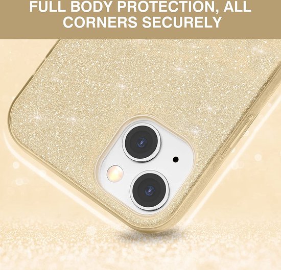 iPhone 13 Hoesje - Goud - Glitter Back Cover