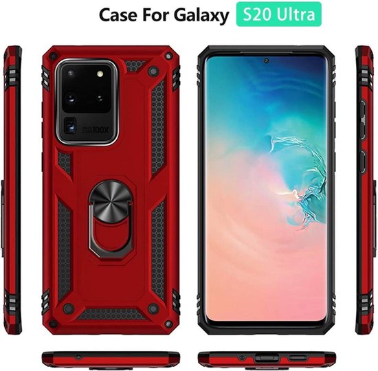 Samsung Galaxy S20 Ultra Hoesje - Rood - Armor Kickstand Back Cover