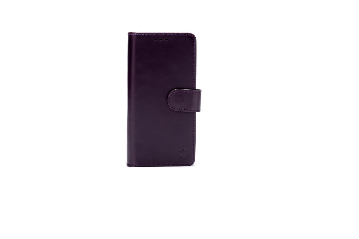 Apple iPhone 17 Case - Dark Purple - Genuine Leather MagSafe Wallet Case