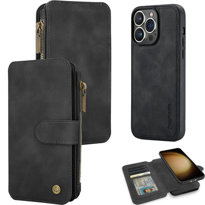 Apple iPhone 15 Pro Max Hoesje - Charcoal Gray - 2 in 1 Bookcase met Rits