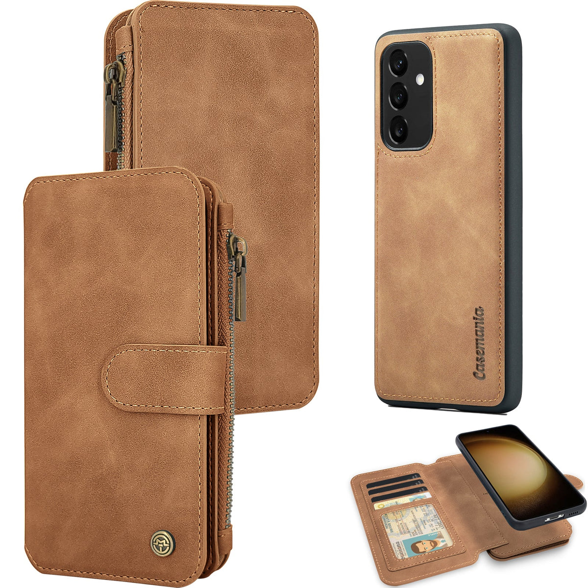 Samsung Galaxy A35 5G Hoesje - Sienna Brown - 2 in 1 Bookcase met Rits